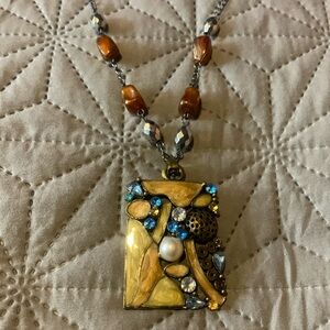 Enamel, Pearl And Rhinestone Necklace